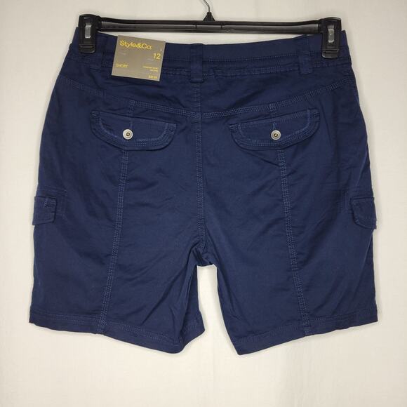 Style & Co Mid-Rise Comfort-Waist Cargo Shorts Industrial Blue NWT Size 12 - Picture 5 of 7